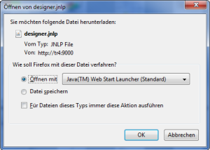 Download of the i-net Designer JNLP