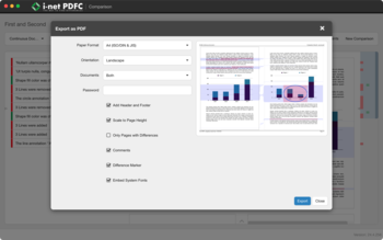 Export the differences as report or original document with annotations