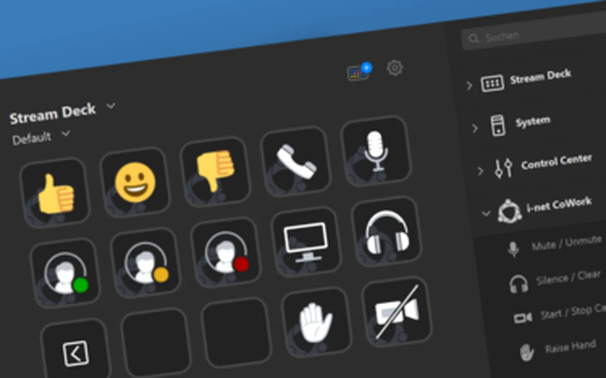 i-net CoWork Plugin in Elgato Stream Deck.