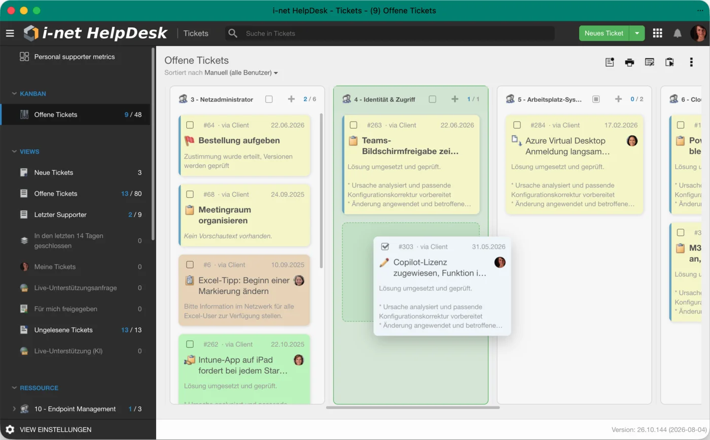 i-net HelpDesk Kanban Board