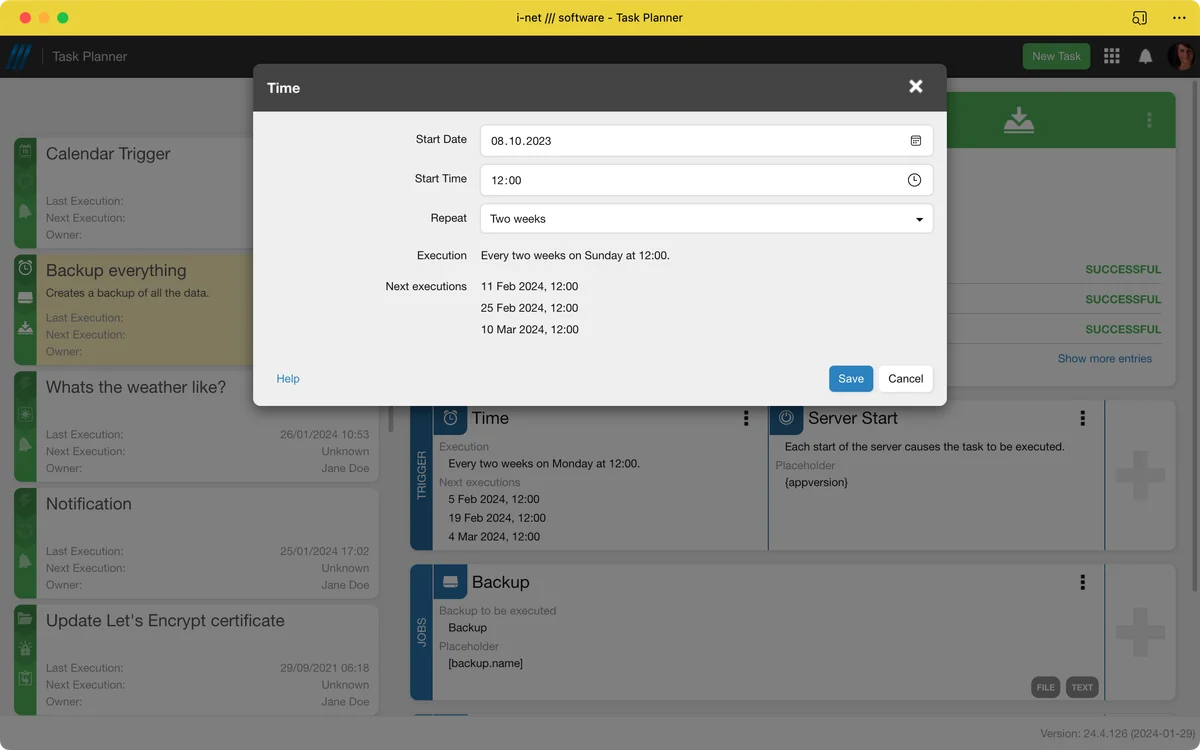 Zeitplanung im Task Planner